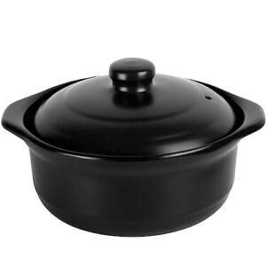 clay pot for cooking with lid 1.9 quart ceramic cooking pot ceramic cookware heat-resistant casserole dish with lid korean stone pot cookware for cooking hot pot soup meat rice