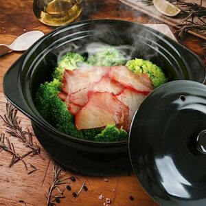 Clay Pot for Cooking with Lid 1.9 Quart Ceramic Cooking Pot Ceramic Cookware Heat-resistant Casserole Dish with Lid Korean Stone Pot Cookware for Cooking Hot Pot Soup Meat Rice