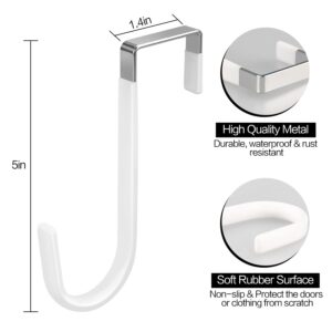 4/10/20 Pack Over The Door Hook, Door Hooks, White/Black Rubber Surface Prevent Scratche Door Hanger Hooks for Bathroom, Living Room, Kitchen, Hanging Clothes, Towels, Bags(4 Pack White)