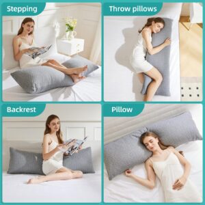 NOFFA Body Pillow for Adults and Pregnancy Large Long Bed Pillows for Sleeping Adjustable Shredded Memory Foam Hug Pillow Maternity Side Sleeper Pillow Long Cuddle Pillow Support and Fluffy 15x54 Inch