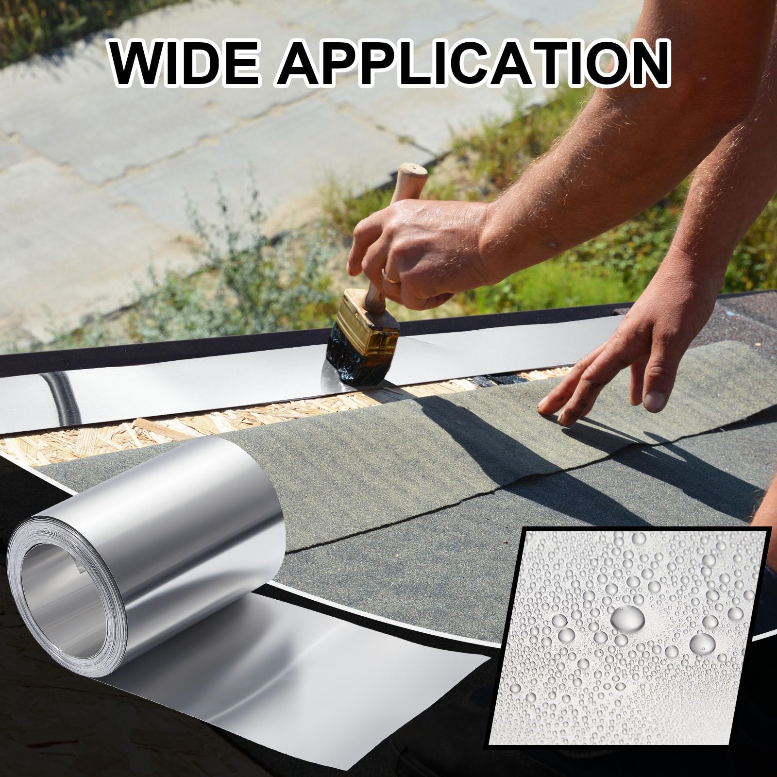 Ripeng 50 Feet Aluminum Flashing Roll Roof Flashing for Roof and Garden Preventing Roofing Stains Roof Strip for Moss and Mildew Prevention (1 Roll,6'' x 50' x 0.0078'')