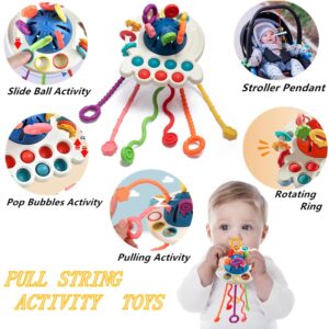 Baby toys 6 to 12 months, Montessori toys for 1 year old, Silicone Pull String Teething Toys, Stacking Building Blocks Infant Toddler Toys 0-3, Color Shape Bin Sensory Toys, Baby boys&girls gifts