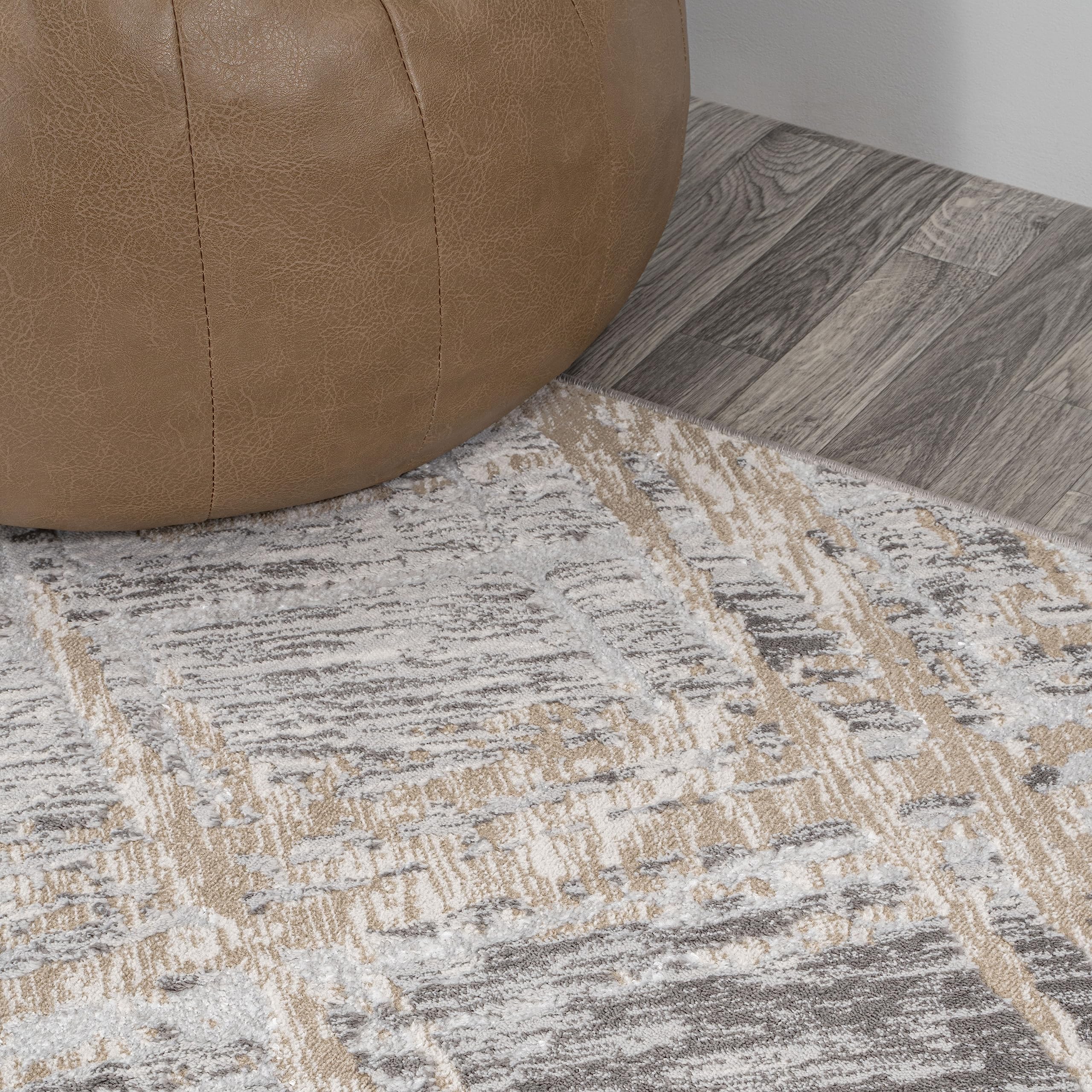 JONATHAN Y SOR201C-3 Slant Modern Abstract Indoor Area Rug, Transitional, Contemporary, Solid & Striped, Bedroom, Kitchen, Living Room, Easy-Cleaning, Non-Shedding, 3 X 5, Beige/Gray