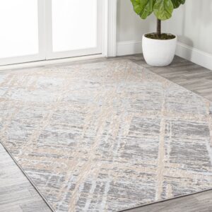 JONATHAN Y SOR201C-3 Slant Modern Abstract Indoor Area Rug, Transitional, Contemporary, Solid & Striped, Bedroom, Kitchen, Living Room, Easy-Cleaning, Non-Shedding, 3 X 5, Beige/Gray