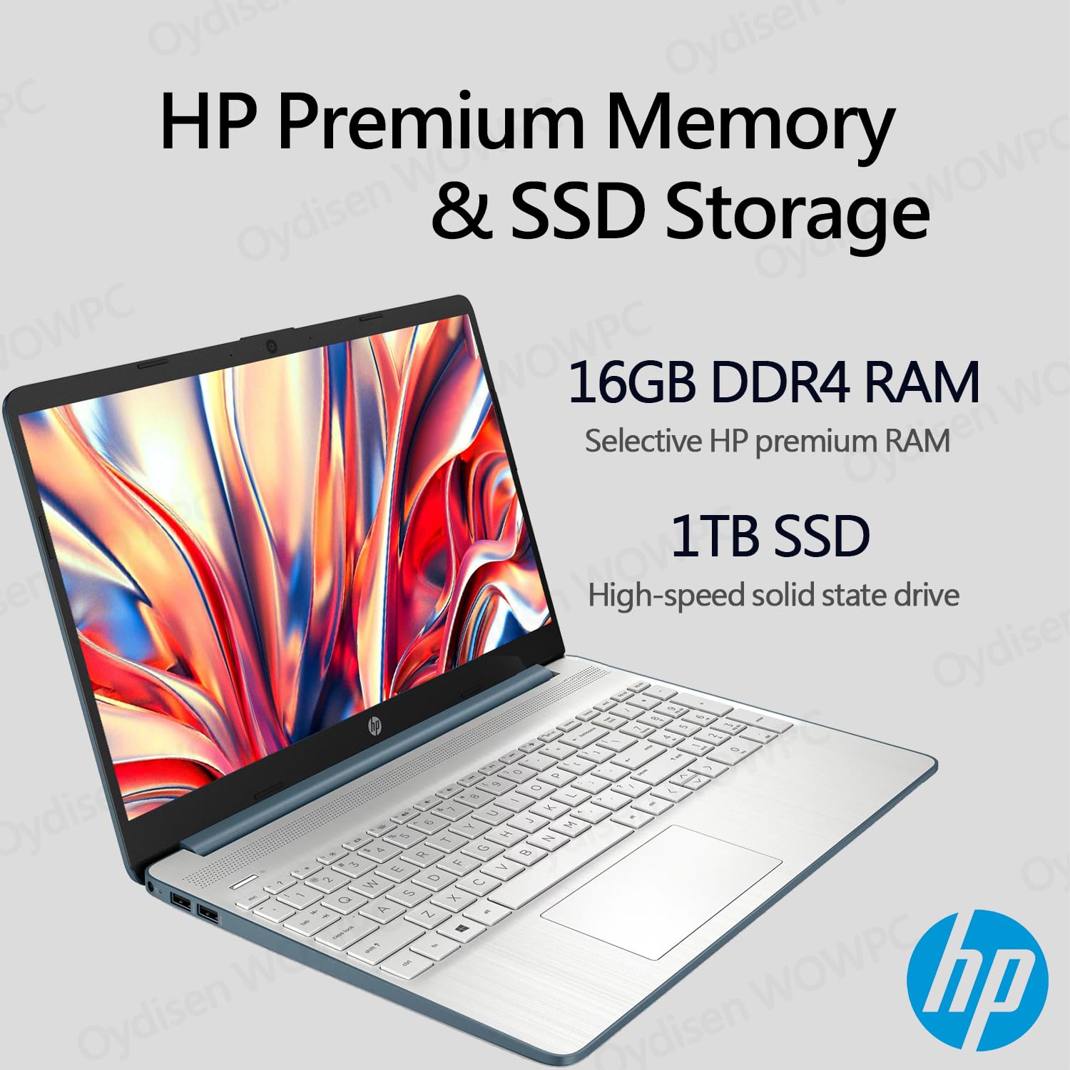 HP 15.6 inch Laptop, 16GB Memory, 1TB SSD Storage, Intel Core i3-1115G4 Processor, 15.6" HD Anti-Glare Display, HDMI, SD Card Reader, Wi-Fi & Bluetooth, Windows 11 Home, 1 Year Microsoft 365