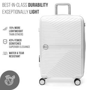 Feelway Travel 3-Piece Hard Side Luggage Suitcase Set Durable, Expandable Design with 360° Double Spinner Wheels, TSA Lock, Telescopic Handle, Secure Zipper (White, 20", 24", 28")