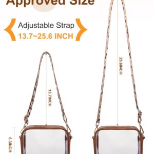 Vangue Upgrade TPU Clear Purse for Women Stadium Approved, Clear Crossbody Bag with Adjutable Strap, Transparent Leather Bag for Sports Concerts Events Festivals