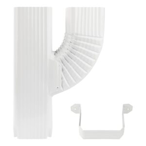 Downspout Gutter Upright Y Connector 3x4 Right White & 1 Downspout Gutter Strap 3x4