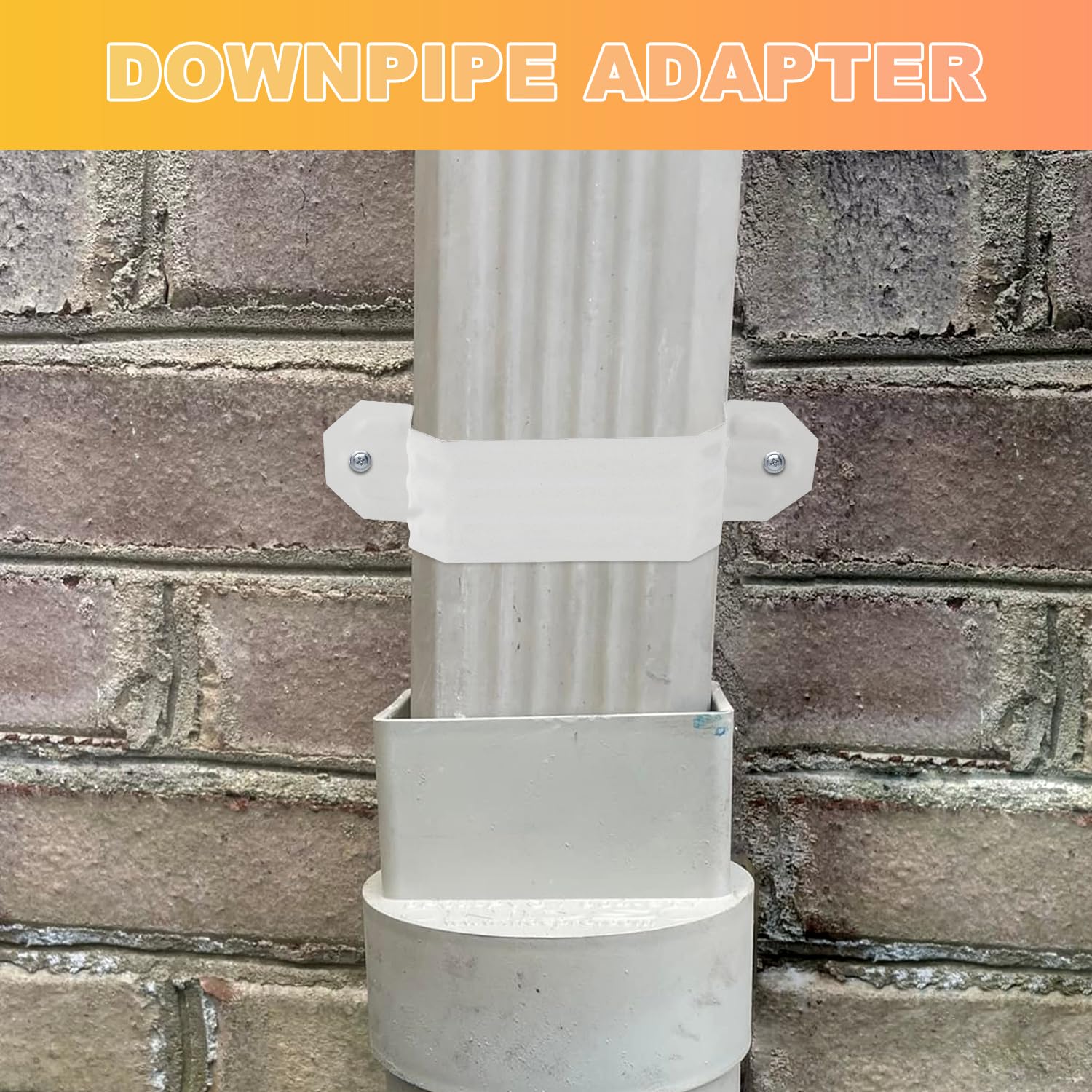 Downspout Gutter Upright Y Connector 3x4 Right White & 1 Downspout Gutter Strap 3x4