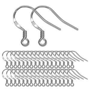 925 Sterling Silver Earring Hooks, 80 PCS/40 Pairs Ear Wires Fish Hooks, 240pcs Hypoallergenic Earring Making kit with Jump Rings and Clear Silicone Earring Backs Stoppers