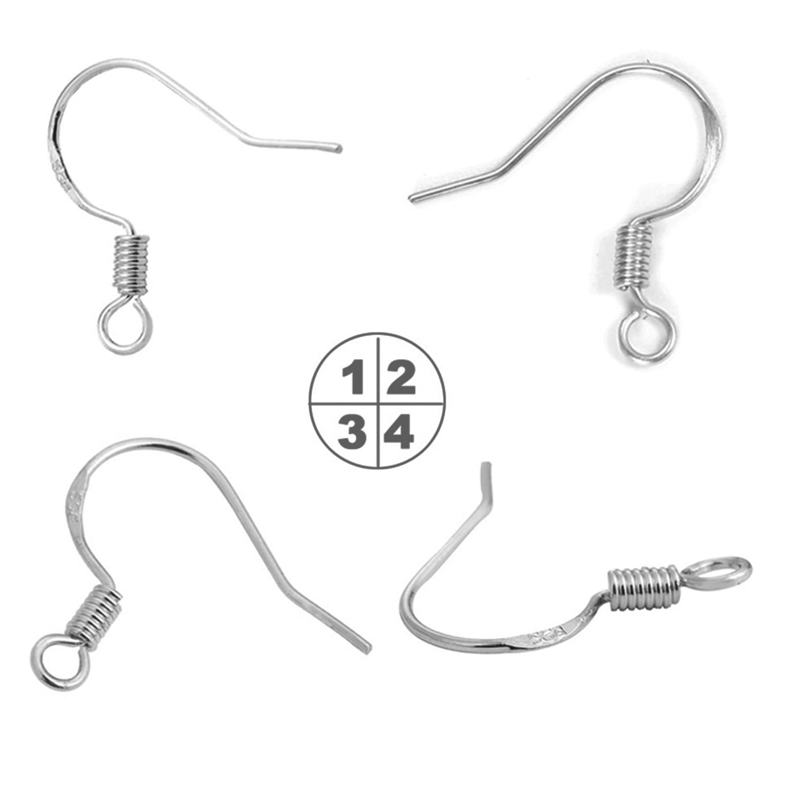 925 Sterling Silver Earring Hooks, 80 PCS/40 Pairs Ear Wires Fish Hooks, 240pcs Hypoallergenic Earring Making kit with Jump Rings and Clear Silicone Earring Backs Stoppers