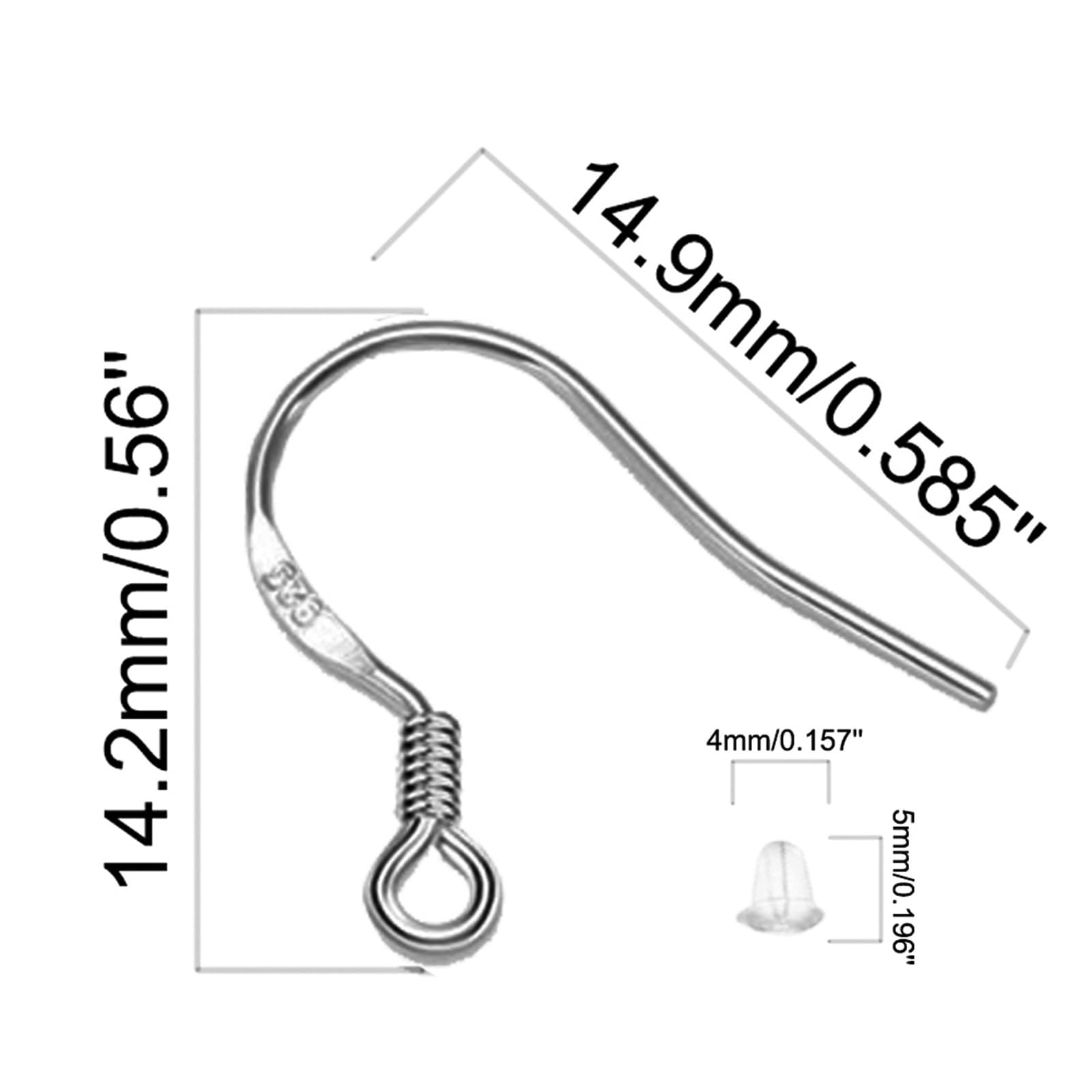 925 Sterling Silver Earring Hooks, 80 PCS/40 Pairs Ear Wires Fish Hooks, 240pcs Hypoallergenic Earring Making kit with Jump Rings and Clear Silicone Earring Backs Stoppers