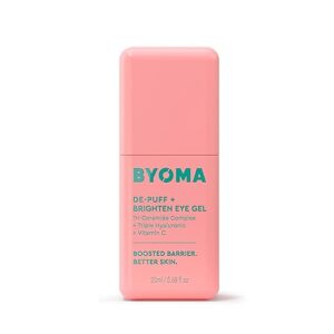 byoma de-puff + brighten eye gel - lightweight gel eye cream for dark circles, puffiness & wrinkles - under eye cream with hyaluronic acid & vitamin c - barrier repair skincare - 0.68 fl. oz