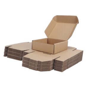 PHAREGE 6x6x2 inch Shipping Boxes Bulk 25 Pack Brown, Tab Lock Tuck Top Mailer Boxes for Packaging Small Business, Small Cardboard Gift Boxes for Wrapping Mailing Present