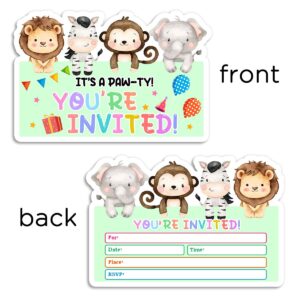 Yangmics Direct Cute Jungle Animals Kids Party Invitation Cards Birthday Party for Girls Boys 30 invites with 30 Envelopes Baby Shower Invites 4x6 inches