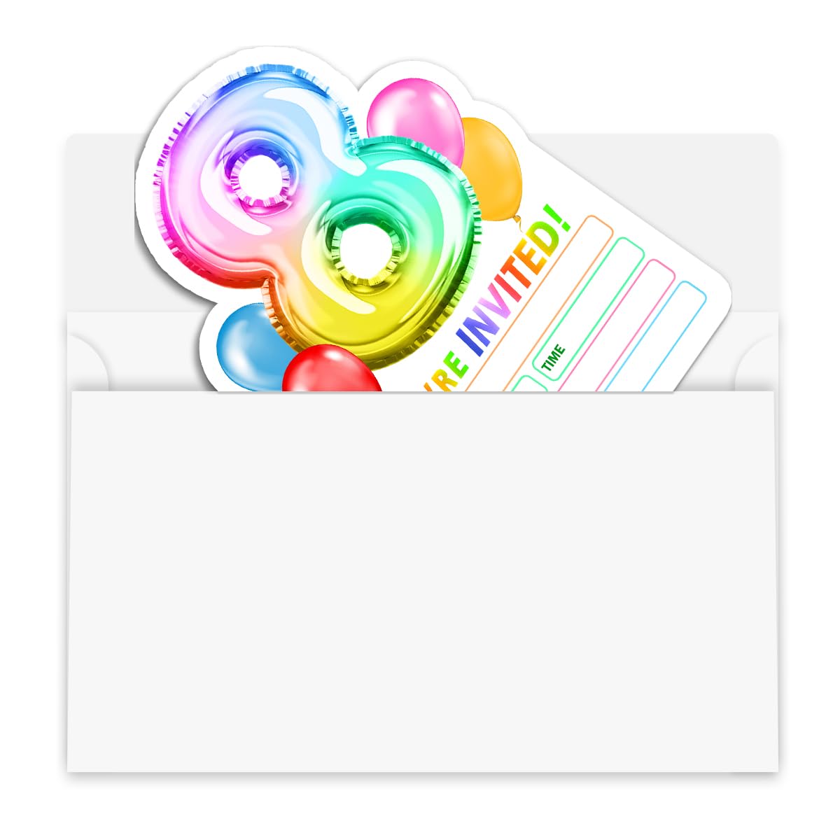 Yangmics Direct Rainbow Holographic Invitation Cards 8th Birthday Party for Kids Girls Boys 30 invites with 30 Envelopes 4x6 inches