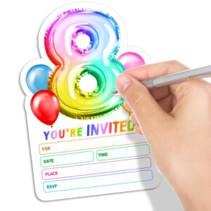 Yangmics Direct Rainbow Holographic Invitation Cards 8th Birthday Party for Kids Girls Boys 30 invites with 30 Envelopes 4x6 inches