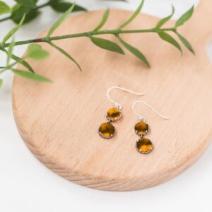 Bottled Up Designs Handmade Vintage Brown Double Take Earrings, Recycled Amber Bleach Jug Glass, Sterling Silver, Eco Friendly, Made in USA, Birthday Gifts, Mothers Day, Women, Anniversary