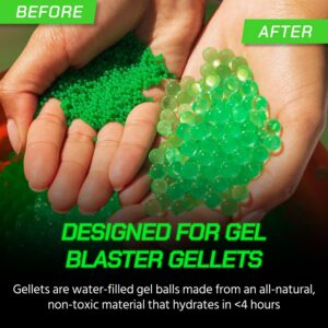 Gel Blaster Gellet Depot with 10,000 Gellets - Portable & Collapsible Ammo Storage Tub, Fast Loading Nozzle & Strainer - Hydrates & Stores 10,000 Water Based Gellets - Toy Gel Blasters Accessories