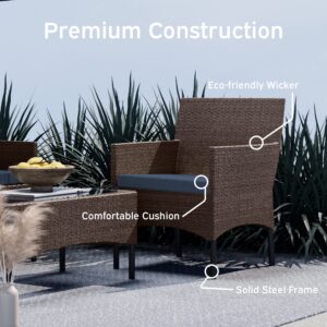 Nestl Outdoor Patio Furniture Sofas, Standard, Brown Base/Navy Blue Cushions