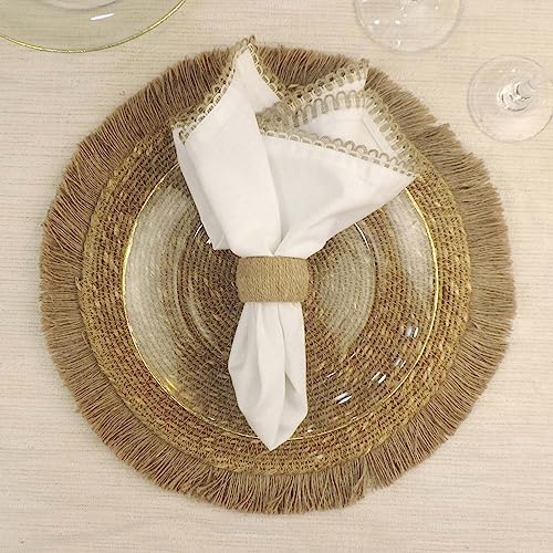 Trunkin USA Jute Fringed Edge Placemat Size: 14" Round Set of 2/4 Color: Natural