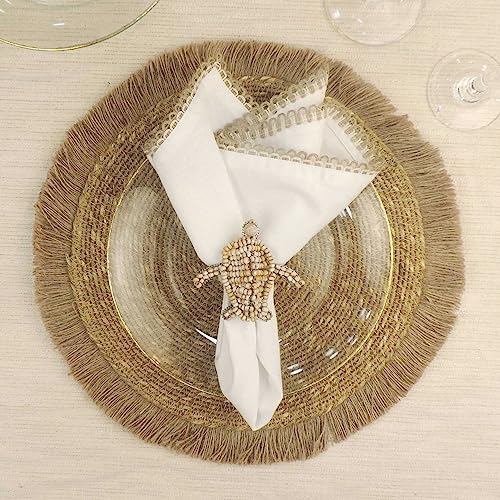 Trunkin USA Jute Fringed Edge Placemat Size: 14" Round Set of 2/4 Color: Natural