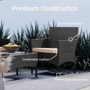 Nestl Outdoor Patio Furniture Sofas, Standard, Black Base/Beige Cushions