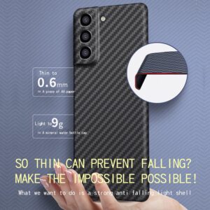 RIZZ Carbon Fiber Case for Samsung Galaxy S22 Plus 5g [3D Texture Hand Feel] Slim Thin Real Aramid Fiber S22+ Phone Cover Military-grade Fall Protection (for S22 Plus)