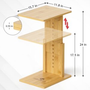 Adjustable Wooden C Table End Table - Bamboo C Shaped Side Table - Behind Couch Table Tray, C Table for Couch side table, Couch Tables that Slide Under - C Side Table Living Room, Laptop