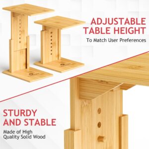 Adjustable Wooden C Table End Table - Bamboo C Shaped Side Table - Behind Couch Table Tray, C Table for Couch side table, Couch Tables that Slide Under - C Side Table Living Room, Laptop