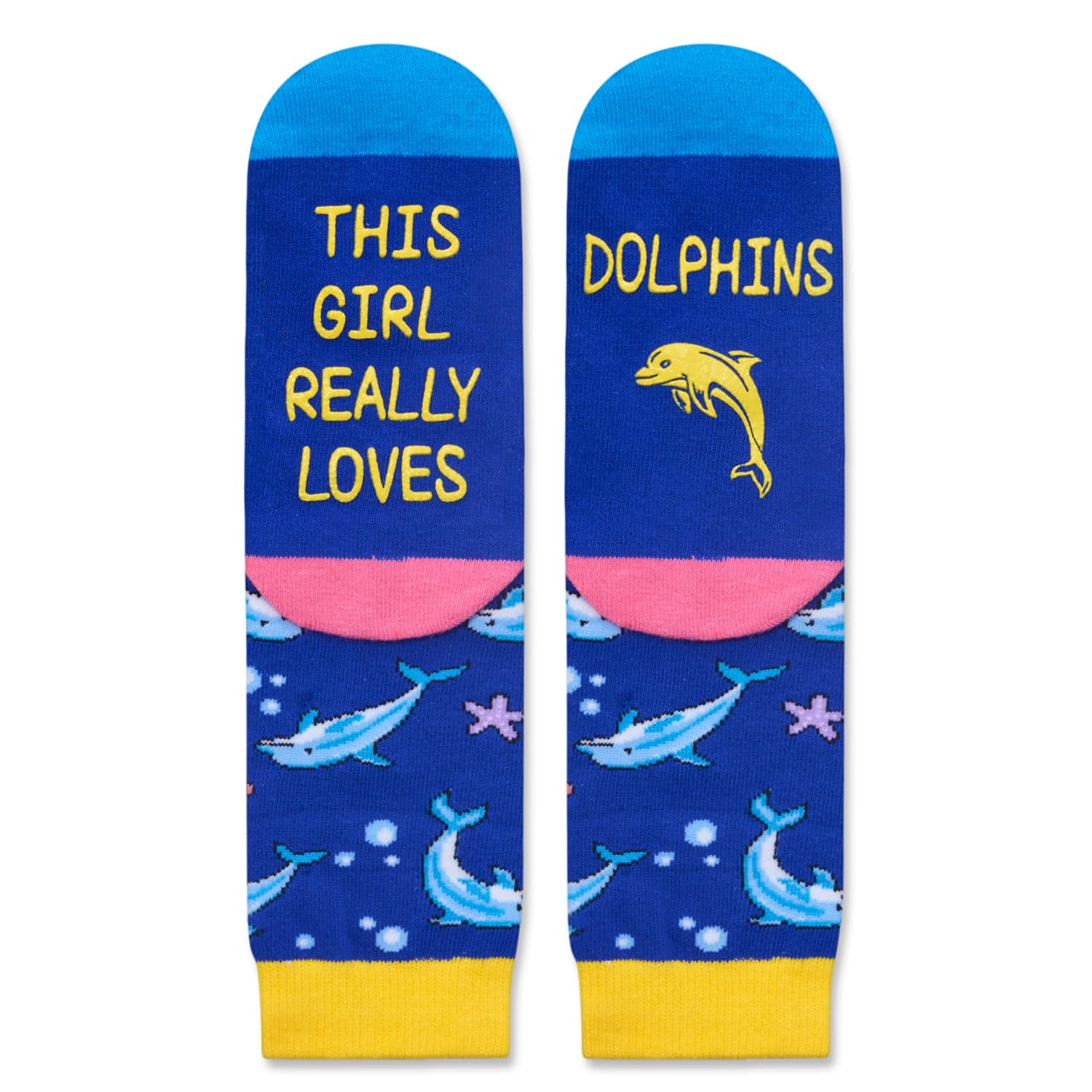 HAPPYPOP Crazy Silly Funny Socks for Kids, Girls Childrens Socks, Dolphin Gifts Ocean Marine Gifts, Animal Lover Gifts, Dolphin Socks Animal Ocean Socks