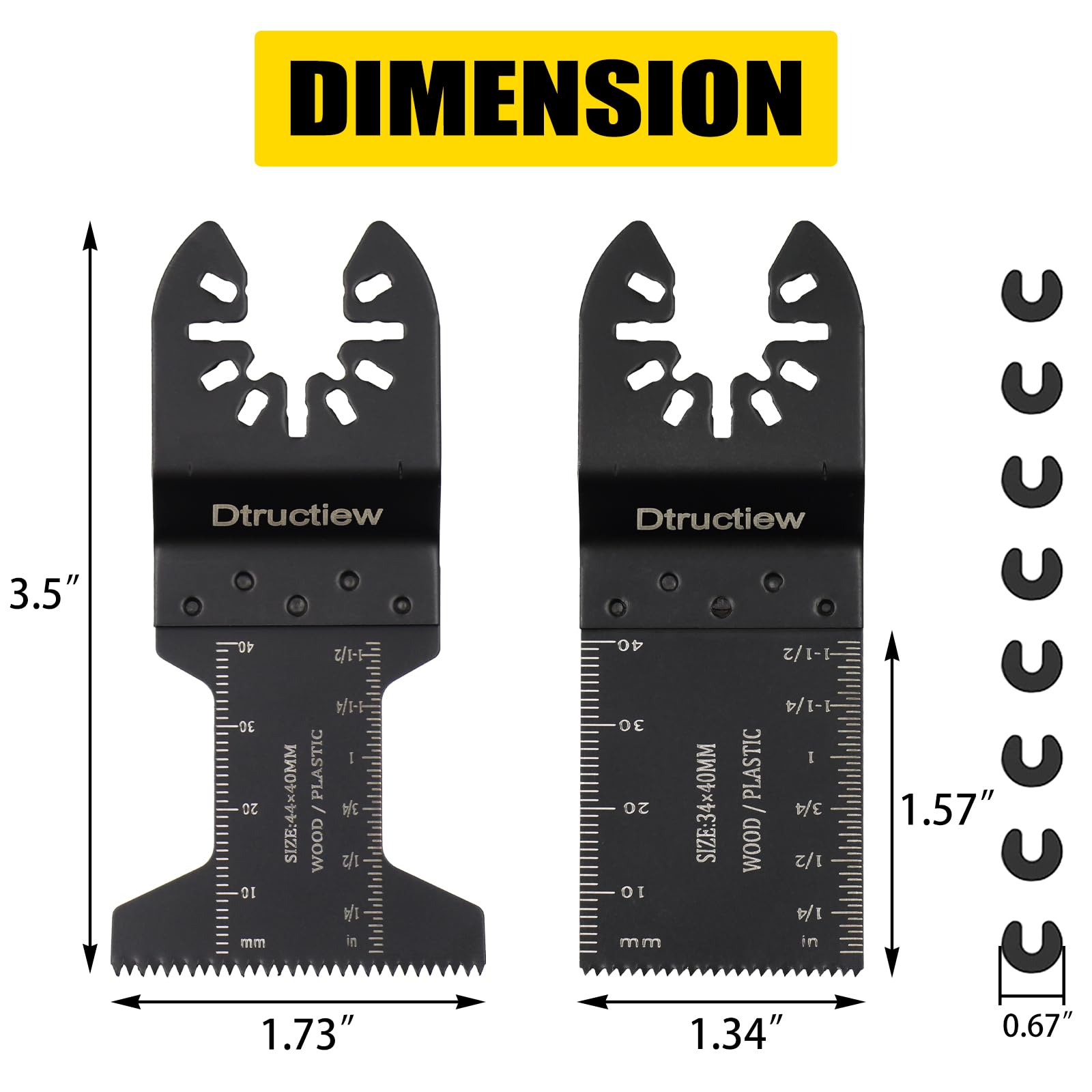 DTRUCTIEW Oscillating Saw Blades, Quick Release Multi Tool Blades Kits Universal Oscillating Tool Blades Compatible with Dewalt, Ryobi, Makita, Bosch, Craftsman (100 Pieces)