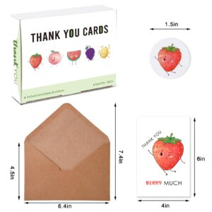 40 Funny Thank You Cards with Envelopes & Stickers, 4×6 in Cute Pun Cards Assorted Blank Greeting Cards, Boxed Bulk Note Cards for Friends Teachers Business Coworker Employee Appreciation