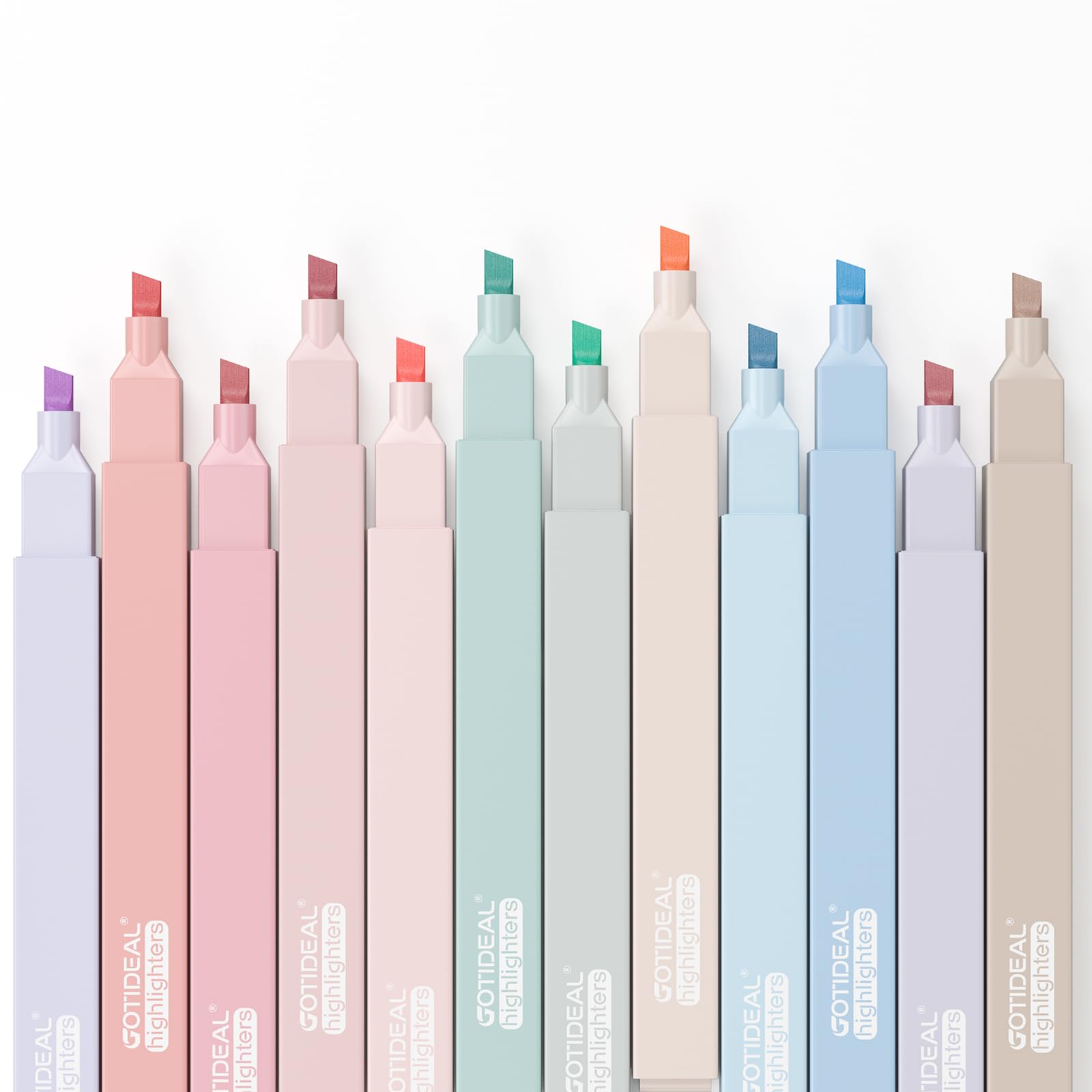 GOTIDEAL Aesthetic Cute Pastel Highlighters set, 12 Pack No Bleed Bible Highlighters With Soft Chisel Tip for office journal, School study accessory supplies