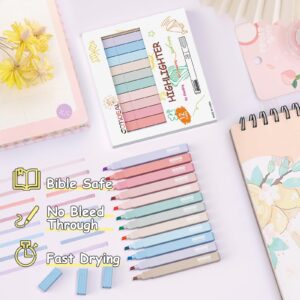 GOTIDEAL Aesthetic Cute Pastel Highlighters set, 12 Pack No Bleed Bible Highlighters With Soft Chisel Tip for office journal, School study accessory supplies