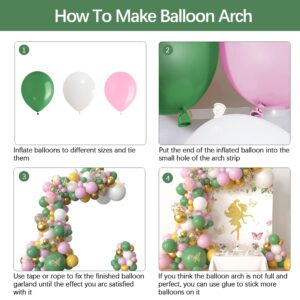 HYOWCHI Fairy Party Decorations - 148 Pcs Fairy Birthday Party Supplies Balloon Garland Arch, Pink Green Balloon Arch For Butterfly Fairy Garden Birthday Baby Shower Spring Tea Wedding Decorations