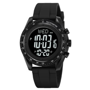 cakcity digital sports watch for men and women, waterproof stopwatch with ， led screen multifunction outdoor unisex wristwatch - silicone strap