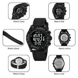 CakCity Digital Sports Watch for Men and Women, Waterproof Stopwatch with ， LED Screen Multifunction Outdoor Unisex Wristwatch - Silicone Strap