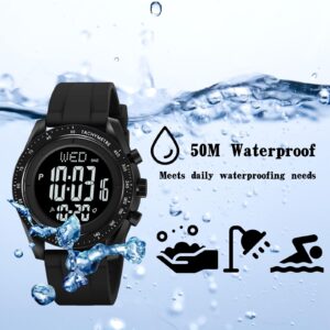 CakCity Digital Sports Watch for Men and Women, Waterproof Stopwatch with ， LED Screen Multifunction Outdoor Unisex Wristwatch - Silicone Strap