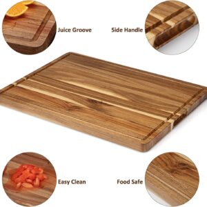 24 x 18 Inch Large Acacia Wood Cutting Board, Reversible Wooden Butcher Block Cutting Board with Juice Groove, Carving Board for Meat, Turkey, Charcuterie