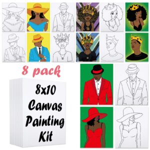 VOCHIC 8 Pack Pre Drawn Canvas for Painting for Adults, Sip and Paint Party Supplies Canvas Painting Set for Artist, Beginner, Date Night Games for Couples Paint Couple Party Favor(8x10)