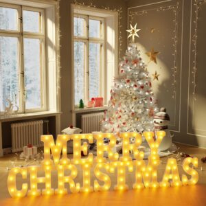 Christmas Decorations Indoor - 14 LED Letters Christmas Lights 'MERRY CHRISTMAS' for Christmas Party Home Decorations, Warm White