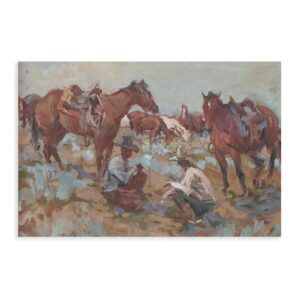 rustic cowboy oil painting vintage western wall art southwest room decor antique countryside art unframe-b-2 12x18inch(30x45cm)