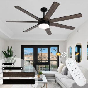 viossn ceiling fans with lights and remote, 72 inch large ceiling fan with light 7 blades,reversible, dimmable, outdoor ceiling fan with 20" downrods for bedroom living room patio