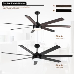 Viossn Ceiling Fans with Lights and Remote, 72 Inch Large Ceiling Fan with Light 7 Blades,Reversible, Dimmable, Outdoor Ceiling Fan with 20" Downrods for Bedroom Living Room Patio