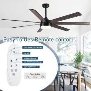 Viossn Ceiling Fans with Lights and Remote, 72 Inch Large Ceiling Fan with Light 7 Blades,Reversible, Dimmable, Outdoor Ceiling Fan with 20" Downrods for Bedroom Living Room Patio