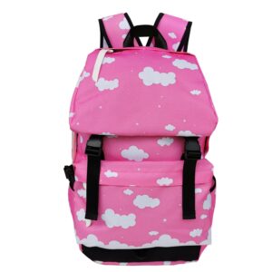 INNTURT Canvas Pink Cute Stars Cloud Backpack BookBag Laptop Backpack Travel Bag Rucksack Satchel Bag Kawaii Bag