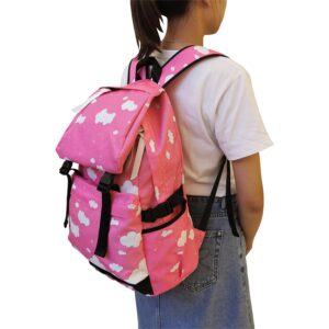 INNTURT Canvas Pink Cute Stars Cloud Backpack BookBag Laptop Backpack Travel Bag Rucksack Satchel Bag Kawaii Bag