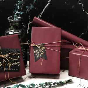 RUSPEPA Wine Red Wrapping Paper Solid Color- Mini Roll - for Christmas, Wedding, Birthday, Shower, Congrats, and Holiday - 17.5 Inches X 32.8 Feet