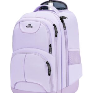 MATEIN Rolling Backpack for Women, 17 Inch Travel Laptop Backpacks with Wheels, Waterproof Large Roller Carry On Luggage Wheeled Backpack, Trolley Overnight Suitcase Business Computer Bag, Purple